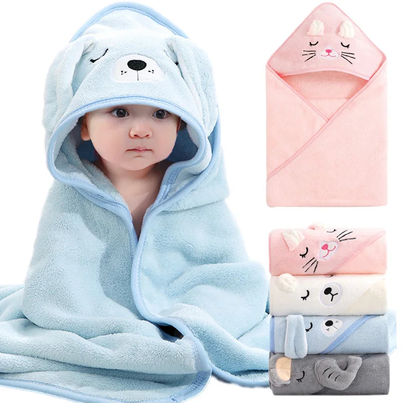 Cartoon Animal Baby Bath Towels Soft Newborn Hooded Towel Blanket