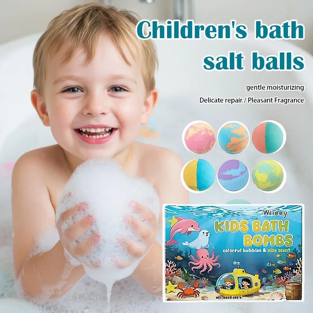 Kids Colorful Bath Bombs, Bath Color Fizzy Spa Balls Set Bathtub Fun
