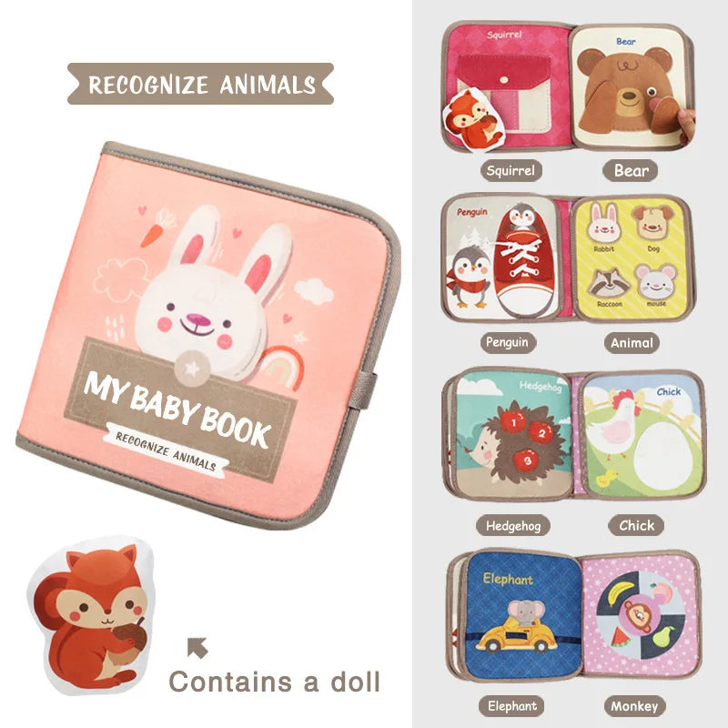 Montessori Busy Book Baby Early Education Book，Puzzle Toy Animal