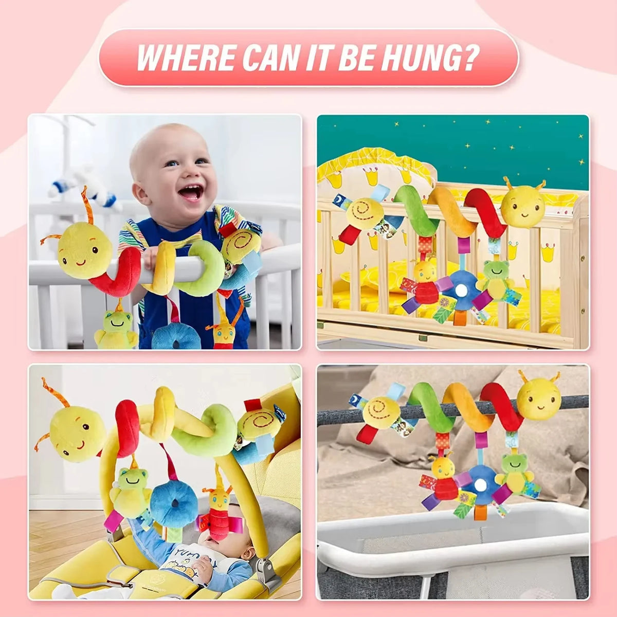 Baby Crib Hanging Rattles Toy Car Seat Toy Soft Mobiles Stroller Crib