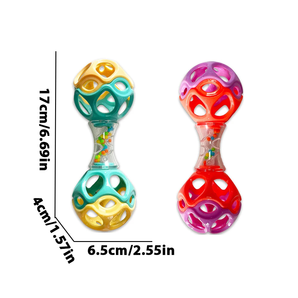 Baby Teething & Grasping Toy Soft Rubber Rattle Ball for Sensory