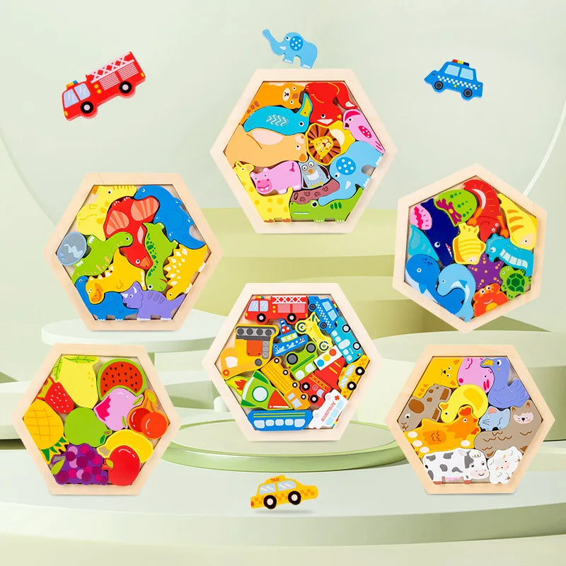 Baby Toy Wooden jigsaw Puzzle Creative 3D Puzzle 's Intelligence