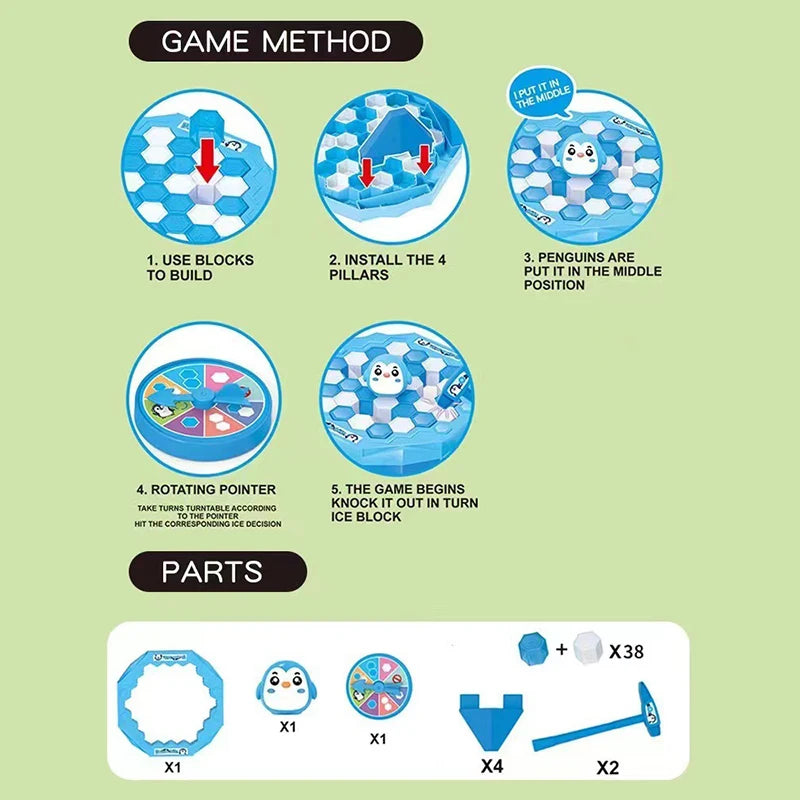 Mini Ice Breaking Penguin Saves Little Penguin Ice Knocking Game