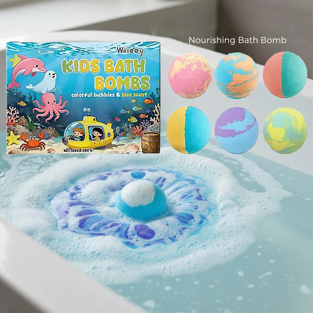 Kids Colorful Bath Bombs, Bath Color Fizzy Spa Balls Set Bathtub Fun