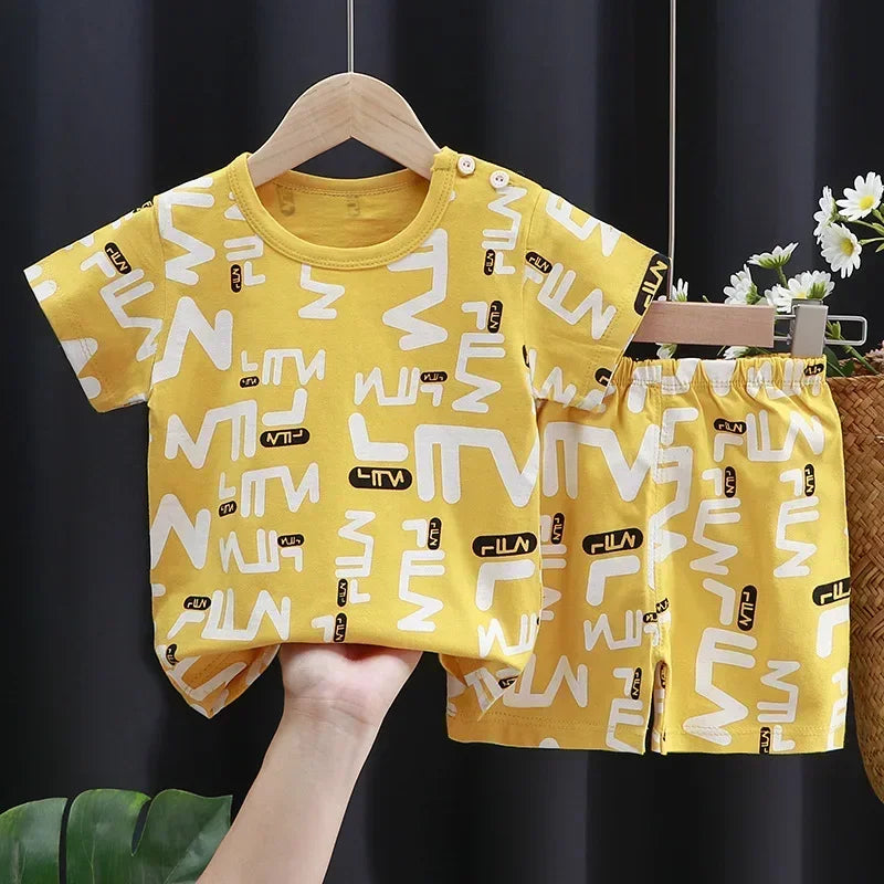 Cartoon Printed Clothing Pure Cotton Home Clothes Suits Toddler Fashion