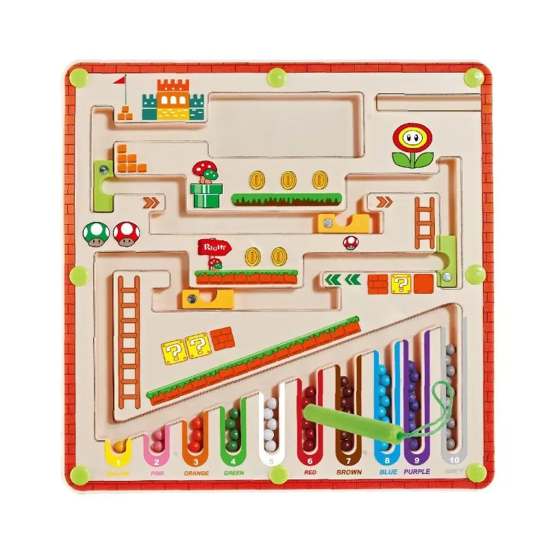 Magnetic Color and Number Maze Learning Education Toy Color Matching