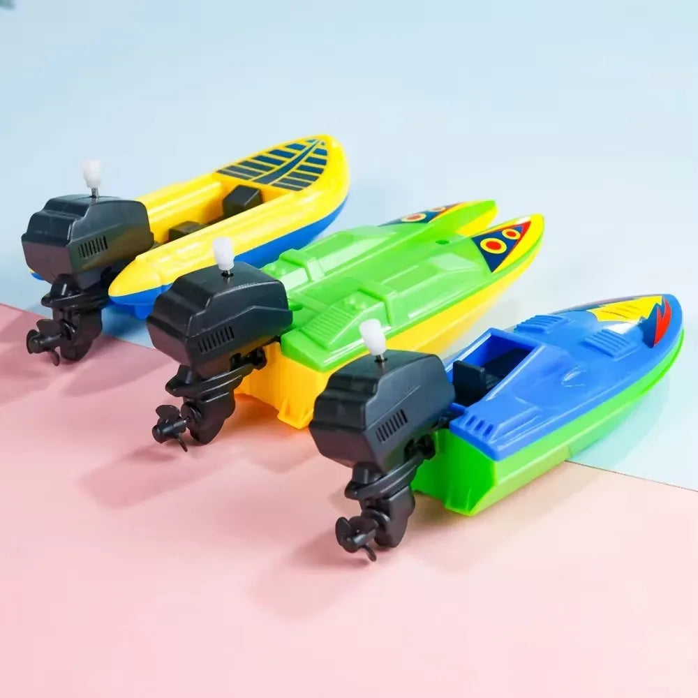 1pc Speed Boat Clockwork Toy Ship Wind Up Toy Float In Water Kids Toy
