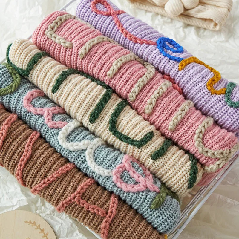 Custom Name Kids Clothes Girls Boys Personalized Baby Sweaters Handmade