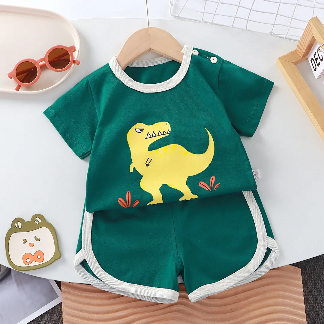 Summer Cotton cartoon Casual Childrens Set Baby Clothes Girl Girl Boy