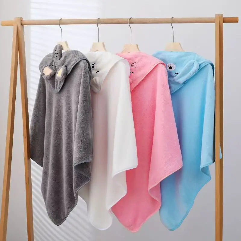 Poncho Bath Towel, Soft Newborn Bathrobe, Baby Cartoon Towel, Absorbent