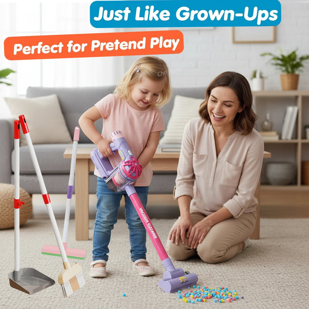 Kids Simulation Electric Vacuum Cleaner Cleaning Set for Toddlers