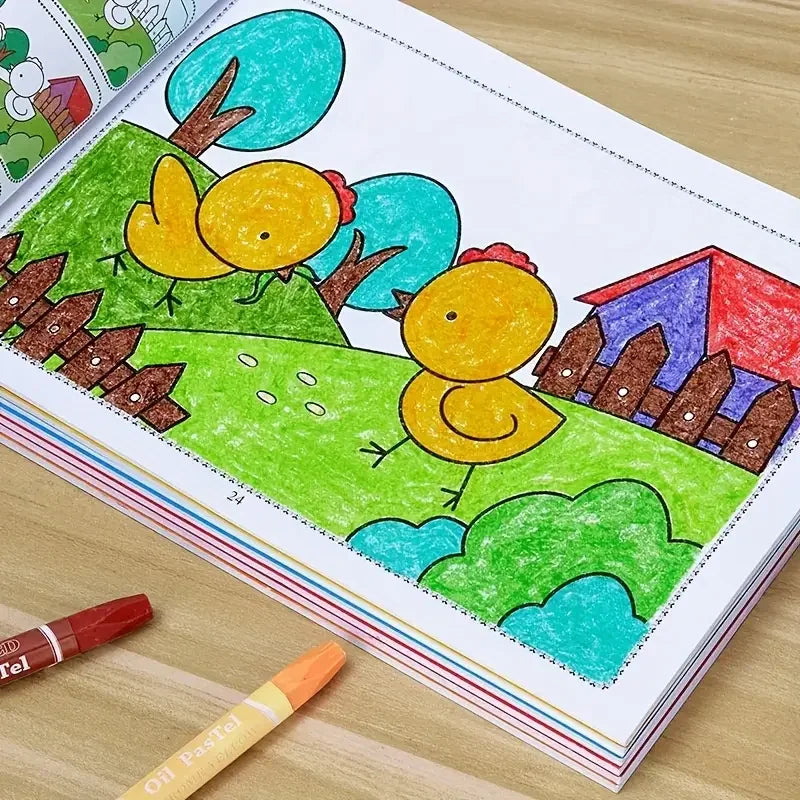 46-Page Kids Drawing& Painting Coloring Book- Educational Art