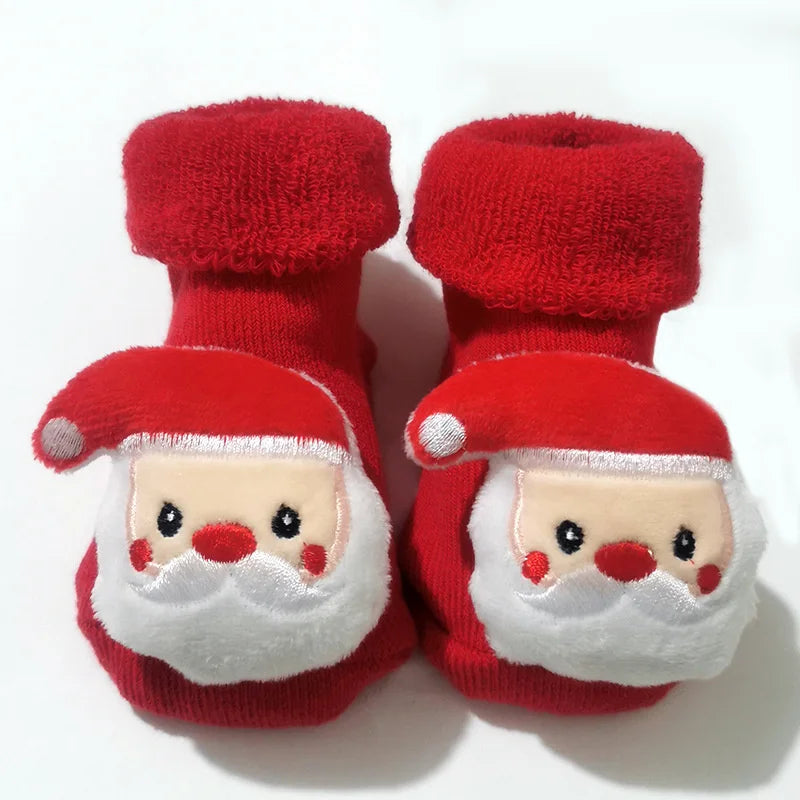 Baby Boys Girls Christmas Red Socks Spring Autumn Winter Anti Slip