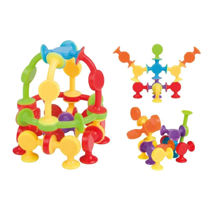 19 Pcs Suckers Assembled Toy Funny Silicone Block Model Construction