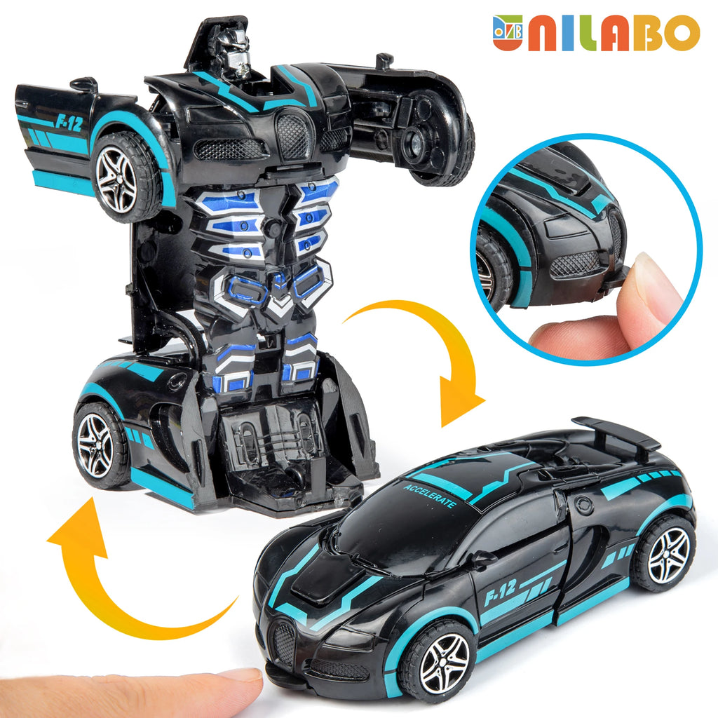 Transformable Robot Sports Car Toy, No Batteries, Educational Kids,