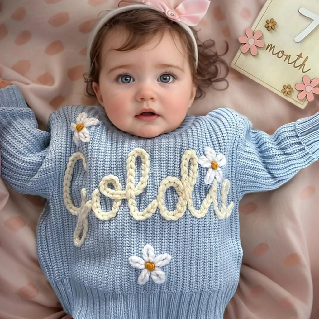 Custom Name Kids Clothes Girls Boys Personalized Baby Sweaters Handmade