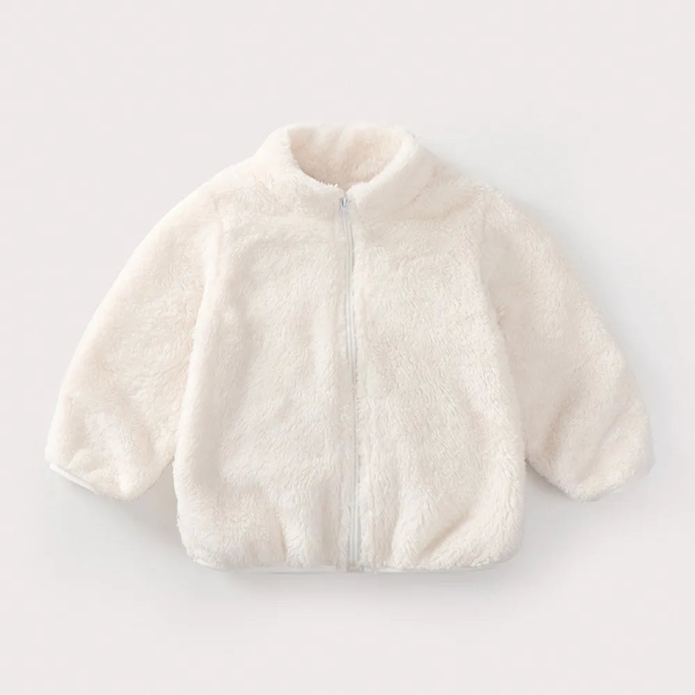 Solid Color Fashion Children Plush Coat Autumn Winter Warm Baby Girl