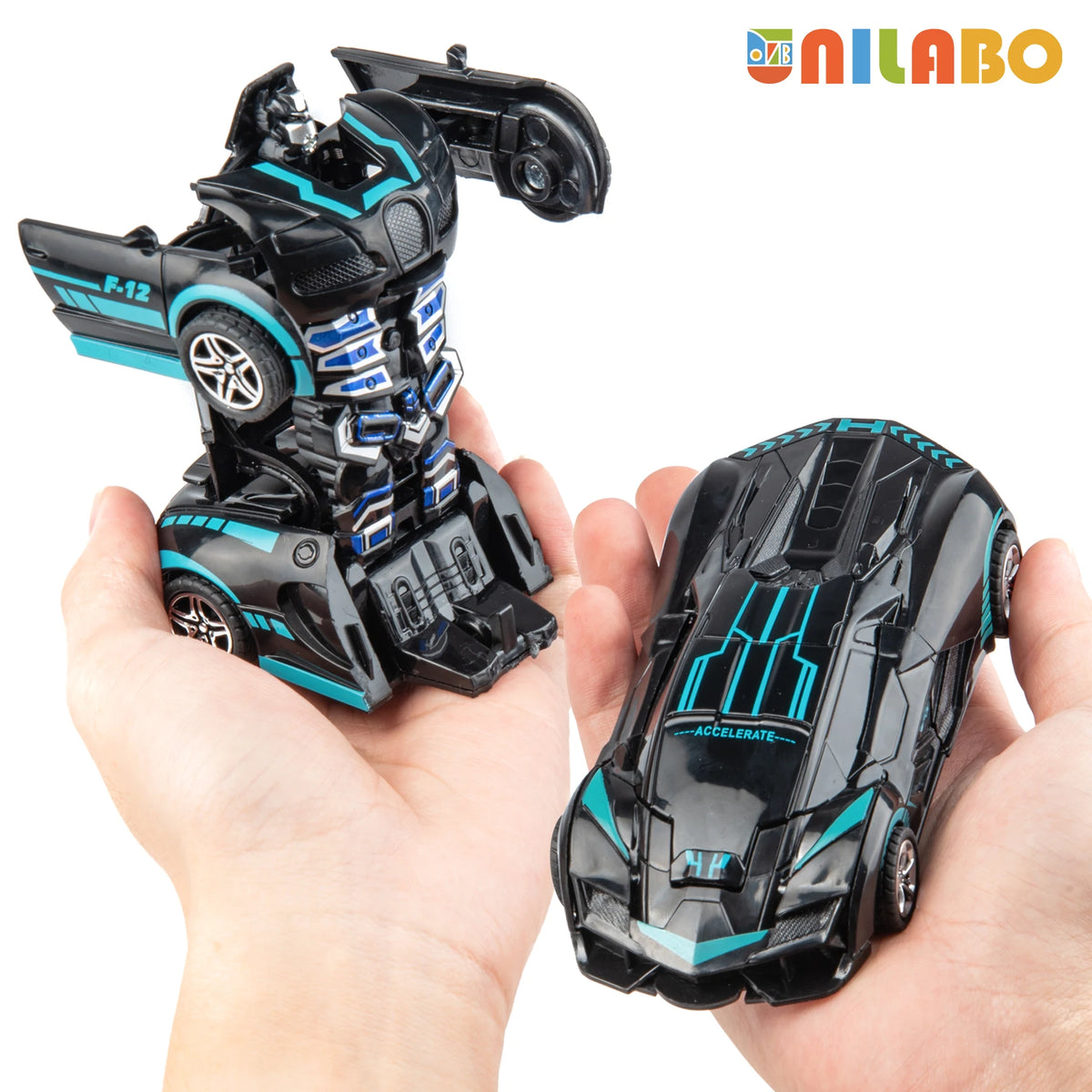 Transformable Robot Sports Car Toy, No Batteries, Educational Kids,