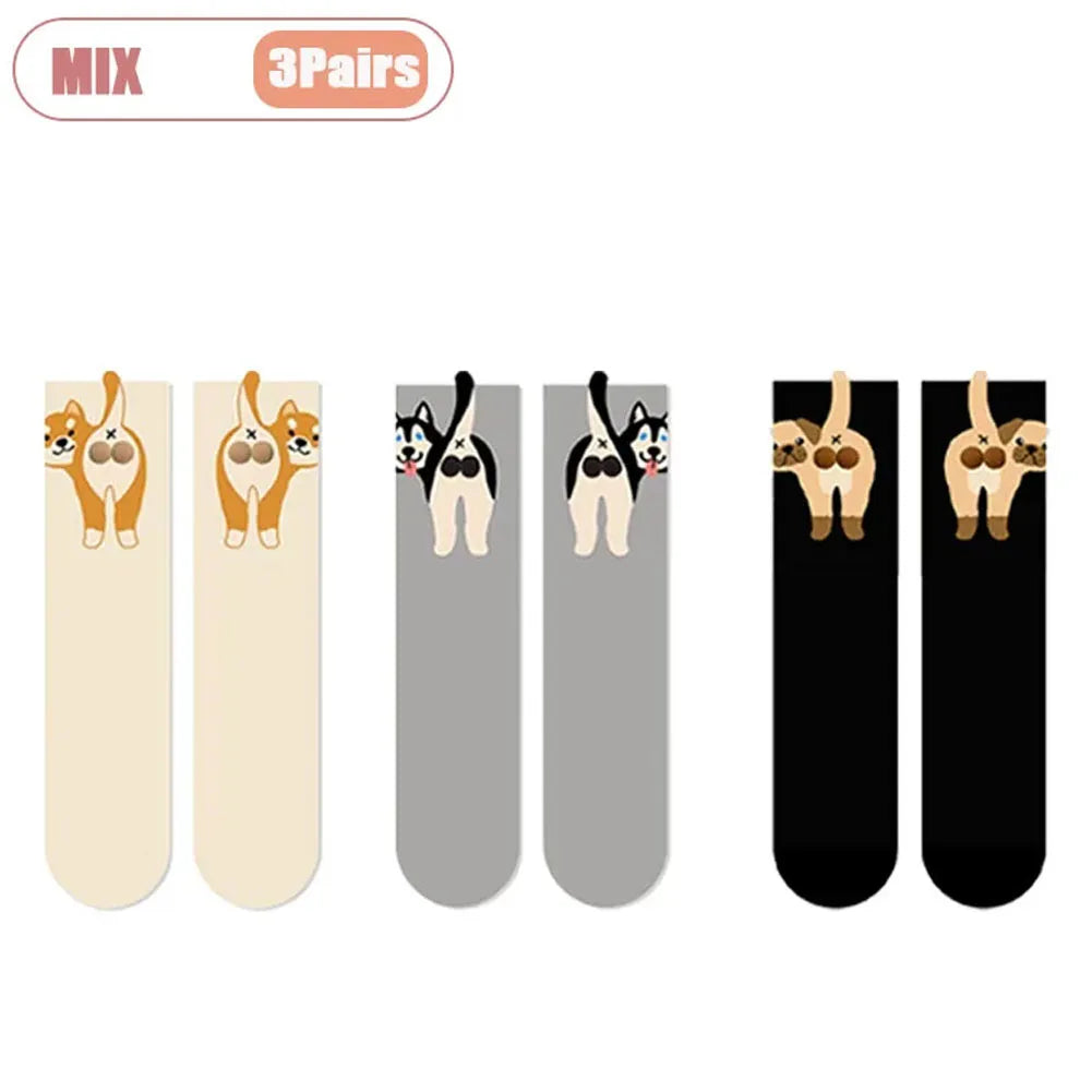 Couple Cat Egg Socks 3D Funny Mid Tube Winter Warm Matching Wear for