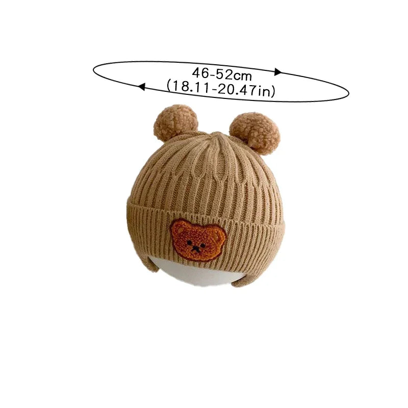 Baby wool hat cute bear ear protection hat children winter thickened