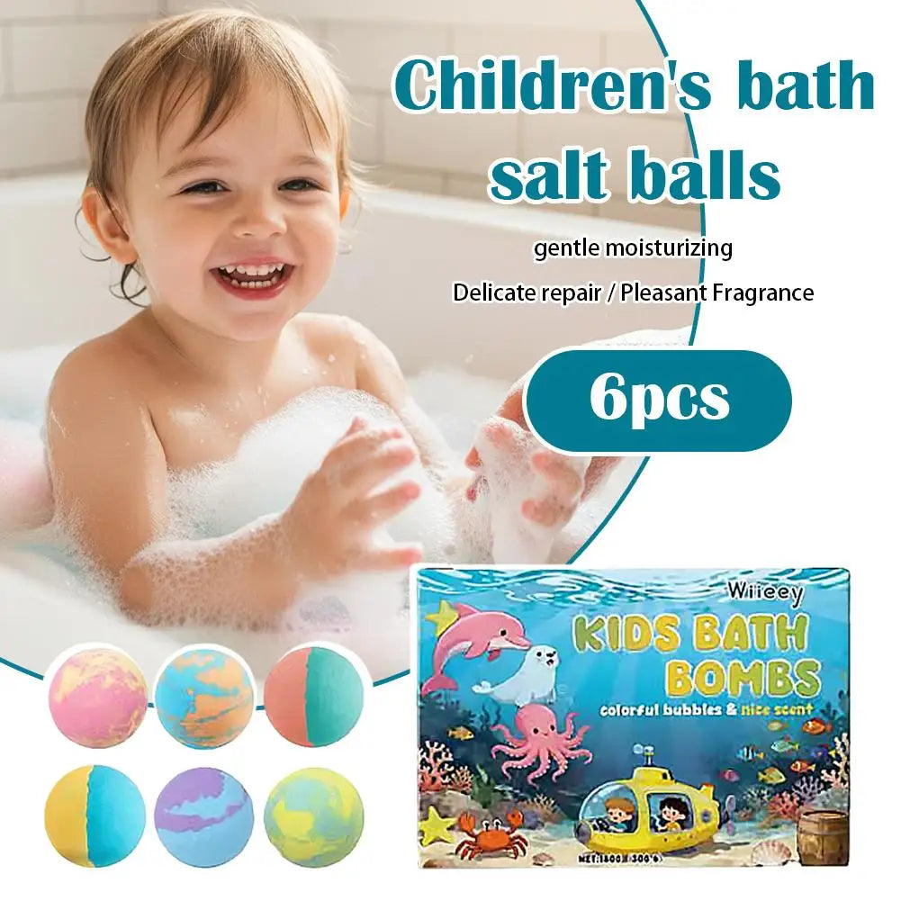 Kids Colorful Bath Bombs, Bath Color Fizzy Spa Balls Set Bathtub Fun