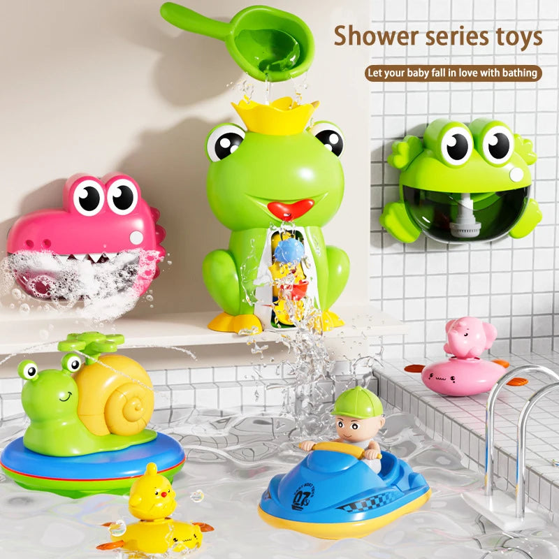 Baby Bath Toy Children Playing In Water Frog Water Wheel Bathroom