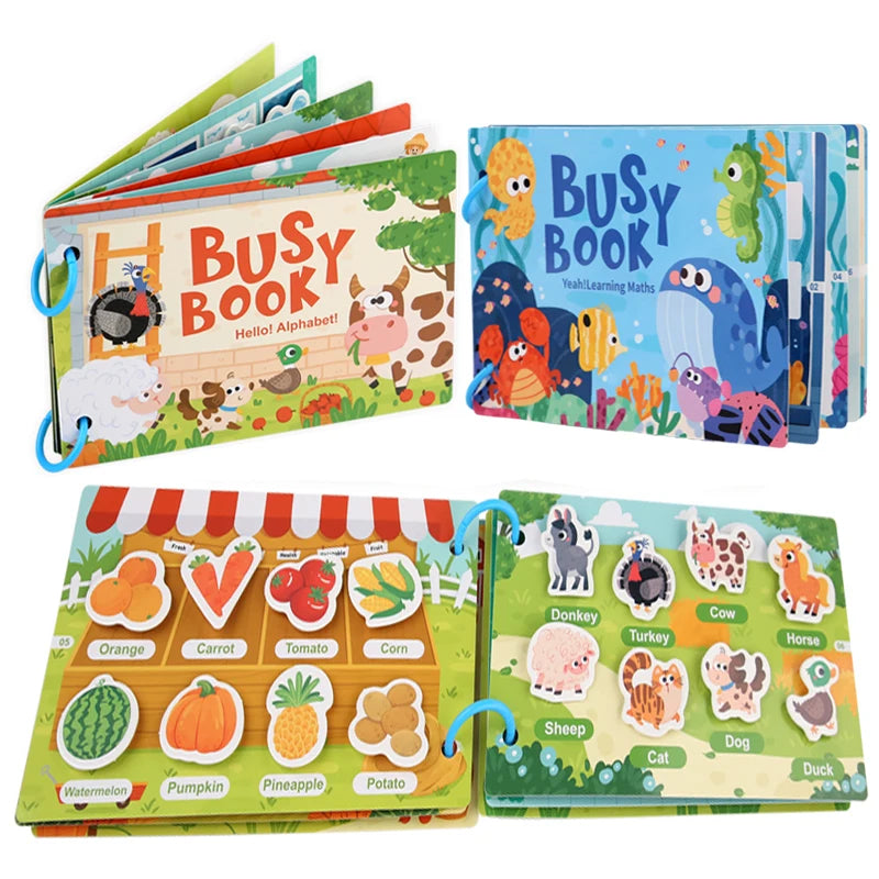 Montessori Scene Stickers DIY Hand-on Puzzle Reusable Books Cartoon