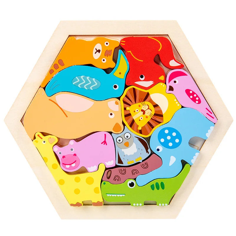 Baby Toy Wooden jigsaw Puzzle Creative 3D Puzzle 's Intelligence