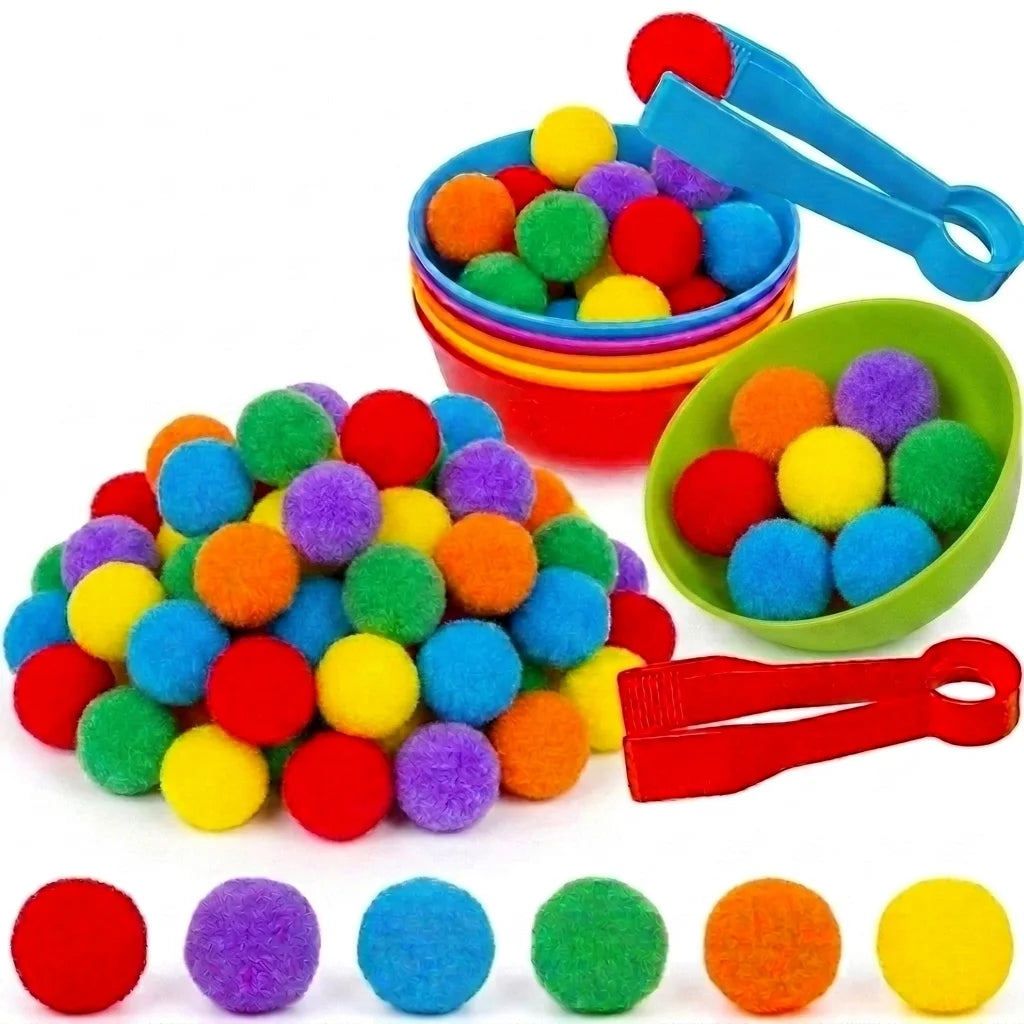 30-68PCS Kids Sorting Counting Toy Rainbow Color Classification Bowls