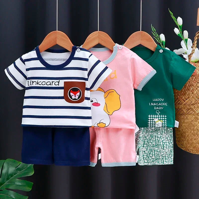 Cartoon Printed Clothing Pure Cotton Home Clothes Suits Toddler Fashion