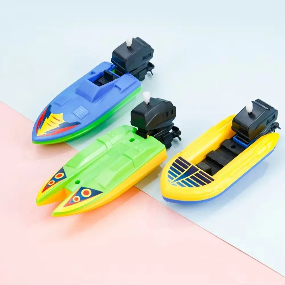1pc Speed Boat Clockwork Toy Ship Wind Up Toy Float In Water Kids Toy