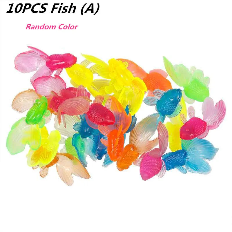 Children's 10Pcs/Set Kawaii Simulation Rubber Goldfish Baby Bath