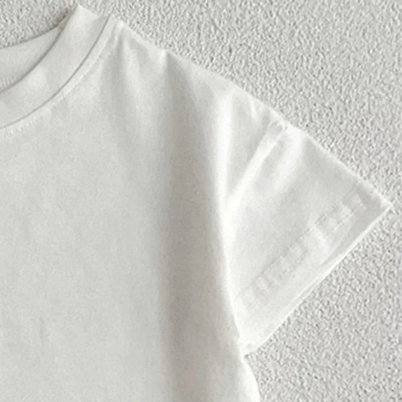 Summer Baby Boys Girls T-shirt Toddler Solid Color Top Clothes Korean