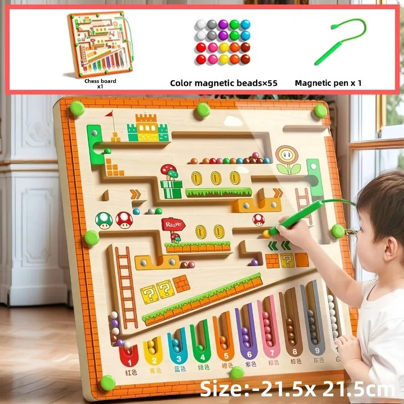 Magnetic Color and Number Maze Learning Education Toy Color Matching