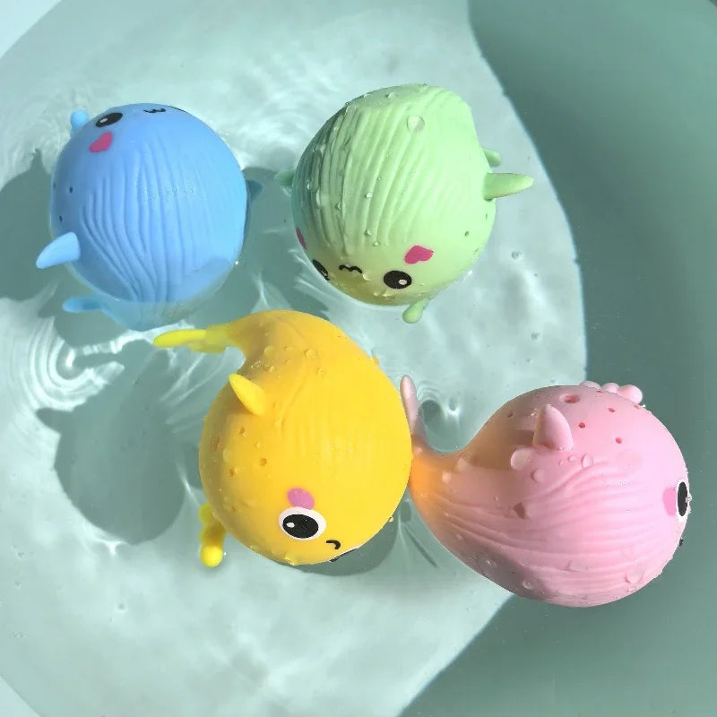 Baby Bath Toy Sponge Water Absorbing Whale Squeezing Stress Relief