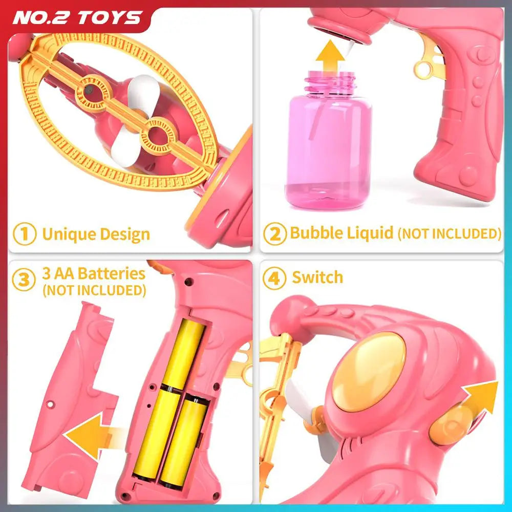 Blowing Large Bubbles Automatic Bubble Gun with Liquid Toy Soap