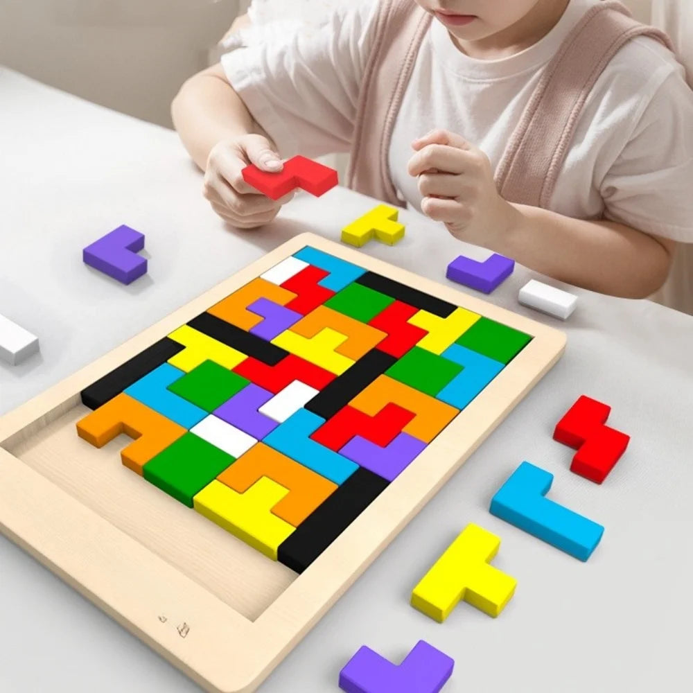 Colorful Wooden Puzzle Toy Tangram Montessori Materials Children's