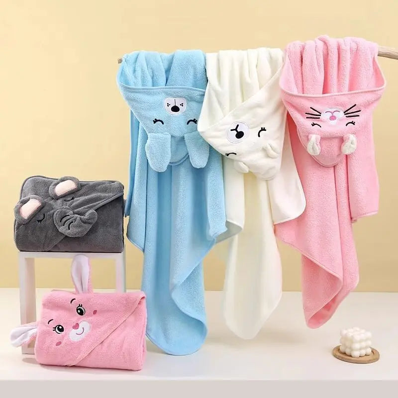 Cartoon Baby Bath Towels Soft Newborn Hooded Towel Blanket Cute Toddler
