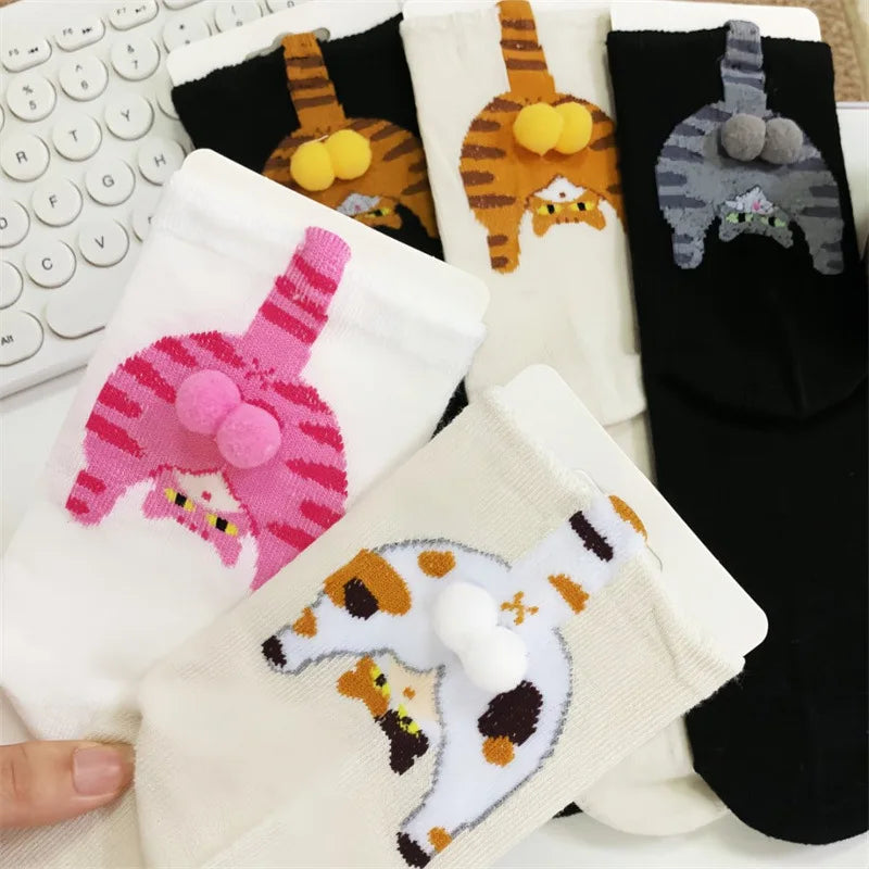 Couple Cat Egg Socks 3D Funny Mid Tube Winter Warm Matching Wear for