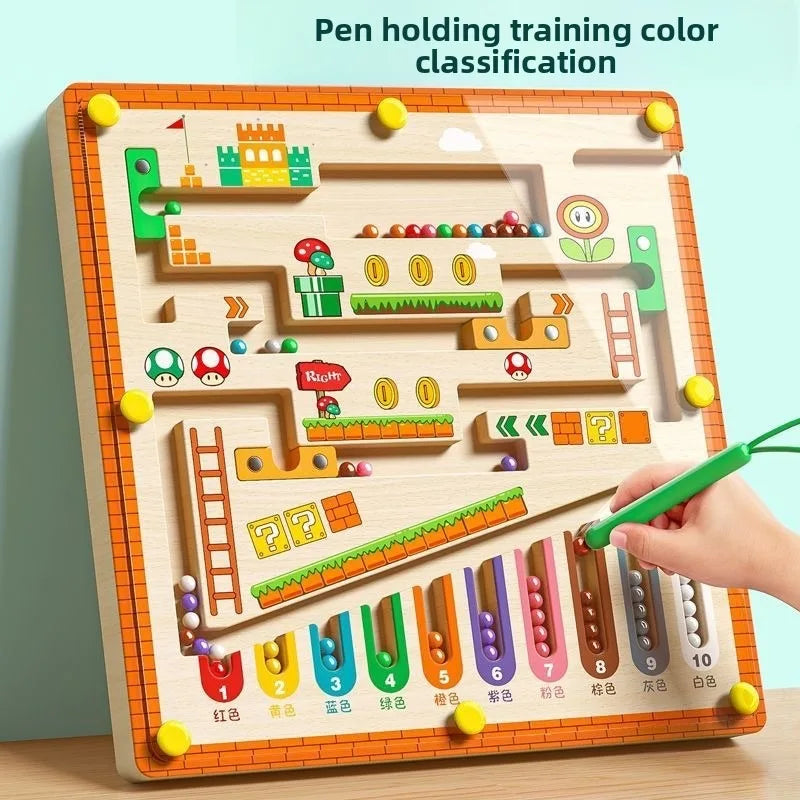 Magnetic Color and Number Maze Learning Education Toy Color Matching