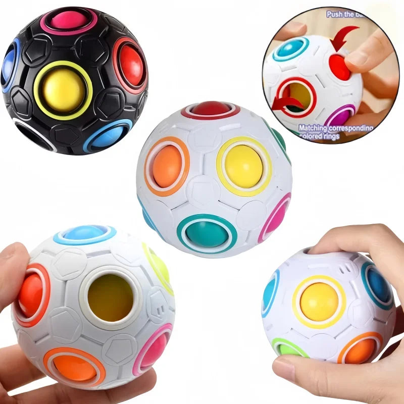 Kids Antistress Cube Magic Fidget Toy Puzzle Rainbow Balls Children