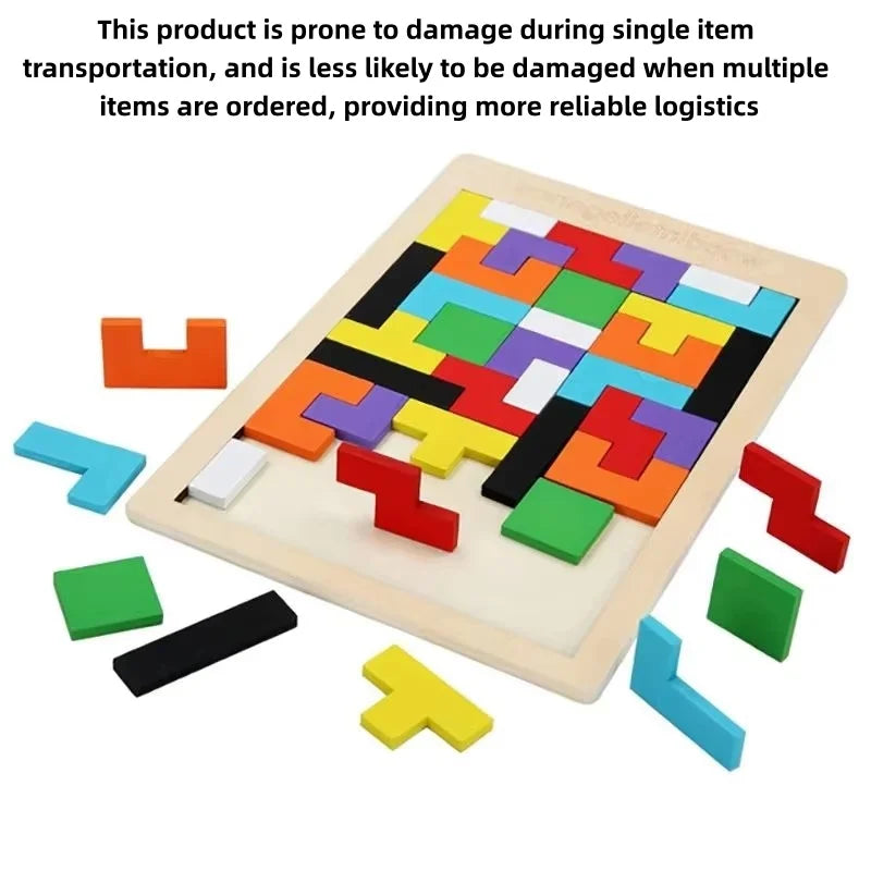 Colorful Wooden Puzzle Toy Tangram Montessori Materials Children's