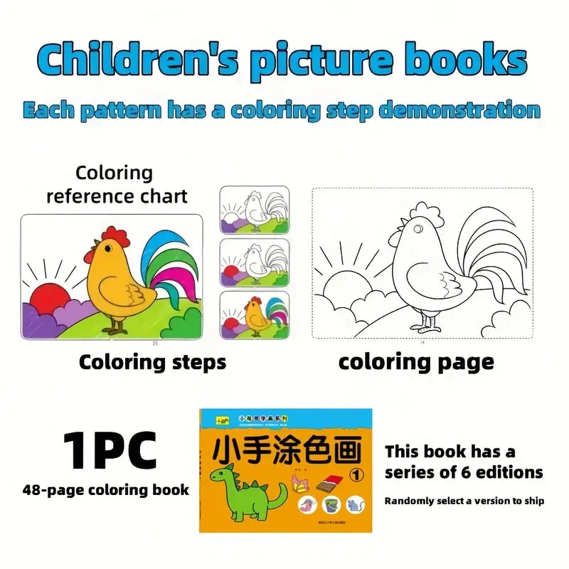 46-Page Kids Drawing& Painting Coloring Book- Educational Art