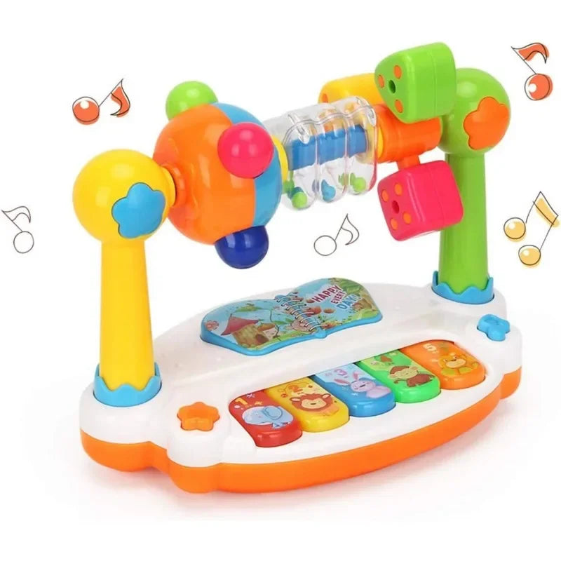 Baby Piano Toy Kids Rotating Music Keyboard Light Sound Musical Toy