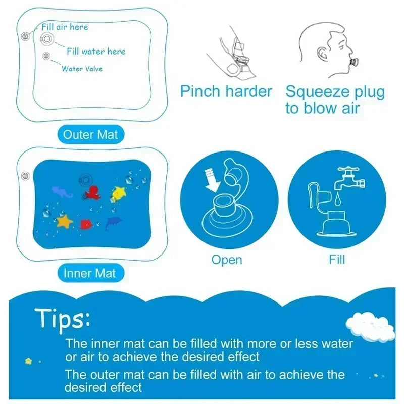 Baby Water Play Mat – Inflatable Tummy Time Activity Toy