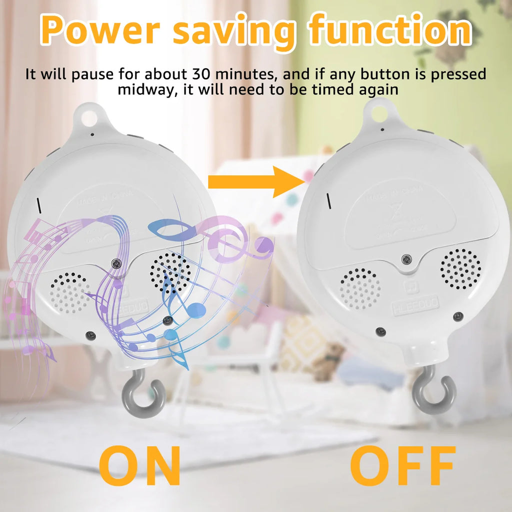 Baby Rotating Music Box ABS Baby Crib Hanging Rattle Bed Bell 3 Modes