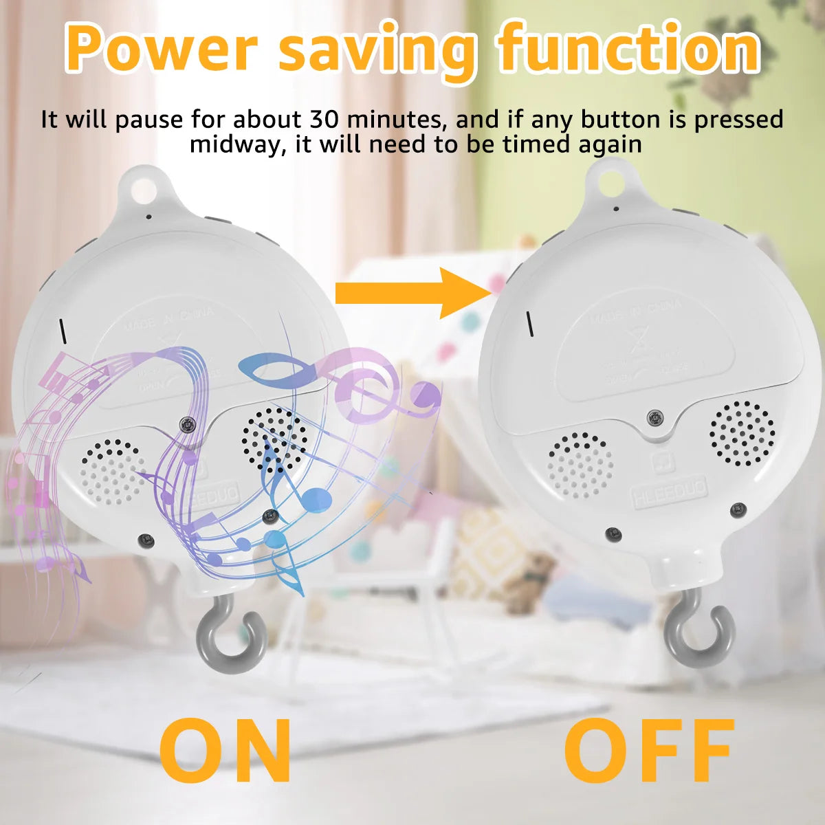 Baby Rotating Music Box ABS Baby Crib Hanging Rattle Bed Bell 3 Modes