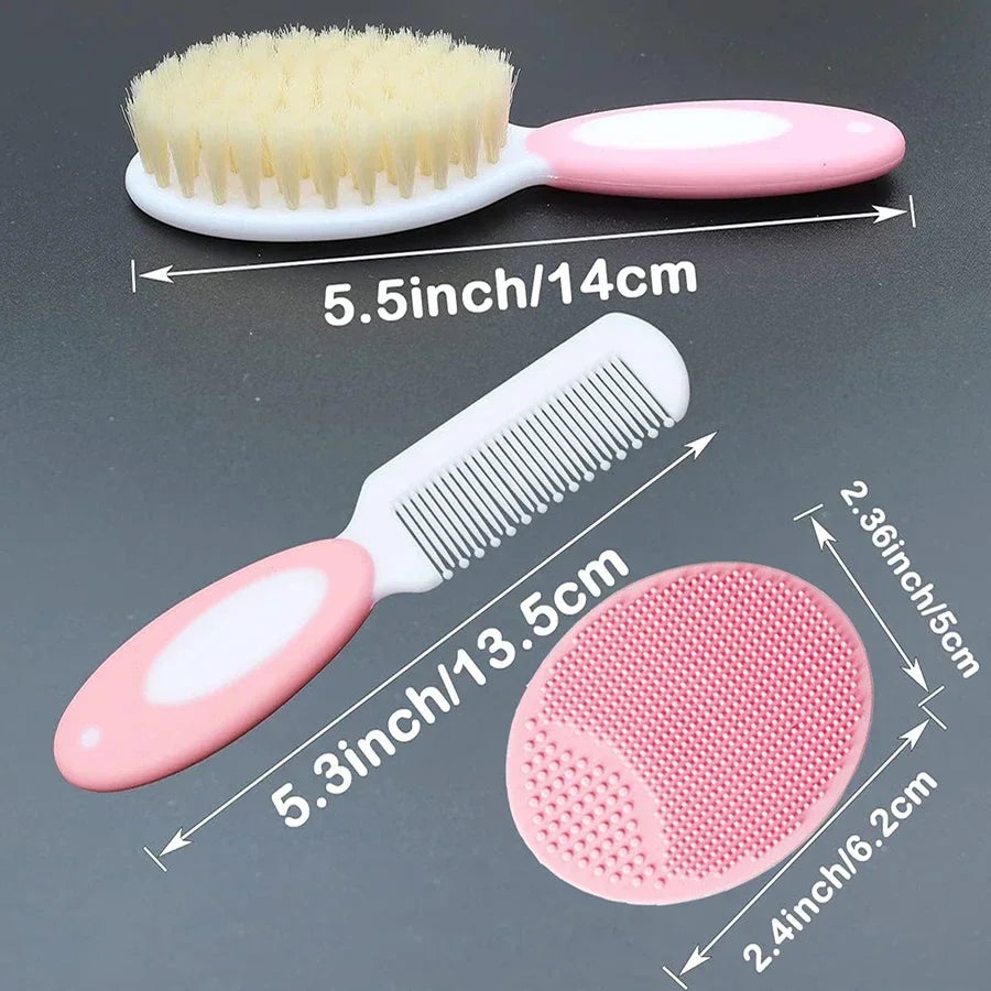 Baby Hair Brush Set for Newborn Toddlers Soft Bristles Silicone