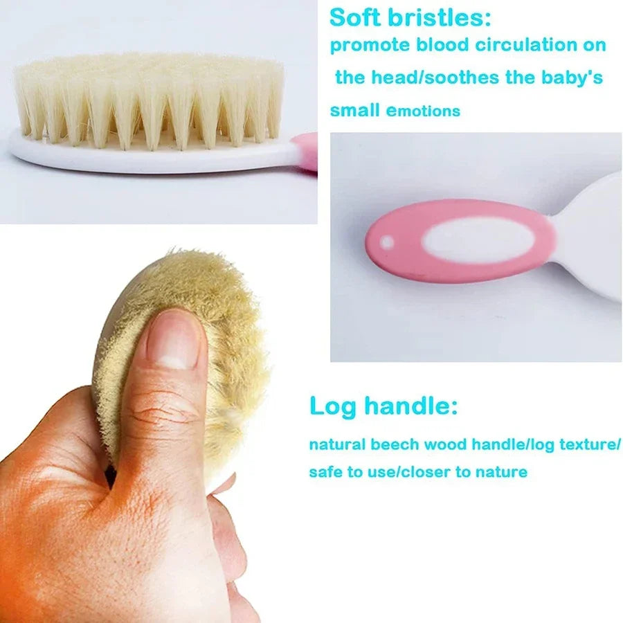 Baby Hair Brush Set for Newborn Toddlers Soft Bristles Silicone