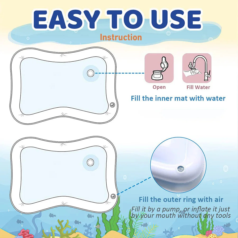 Baby Water Play Mat Inflatable Cushion PVC Infant Tummy Time Toddler